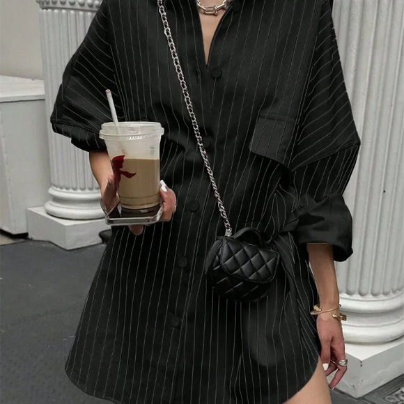 Black Casual Women's Long Sleeve Shirt - Picture 4 of 6